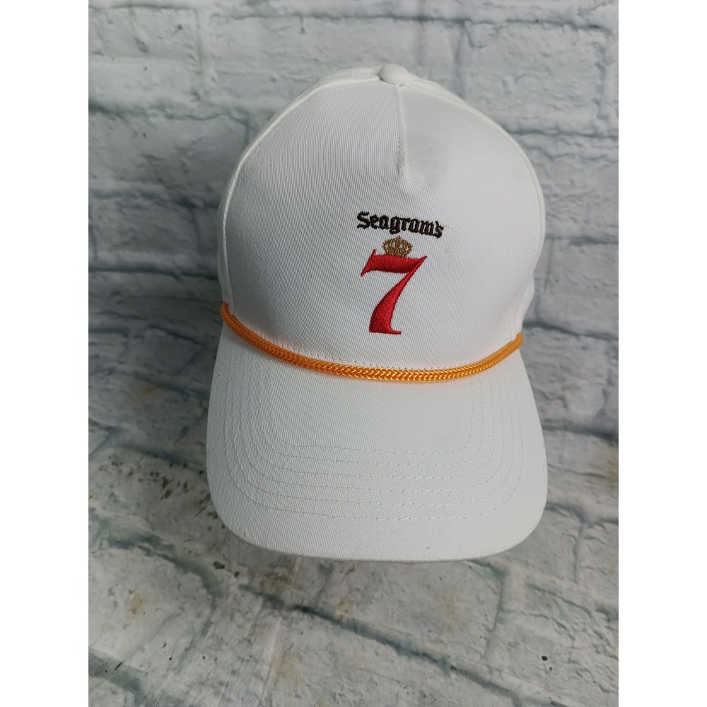 Seagram's Hat Cap Strap Back One Size White Rope Beer Logo Mens   Whiskey #9